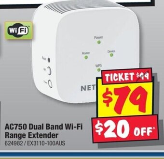JB Hi-Fi AC750 Dual Band Wi-Fi Range Extender offer