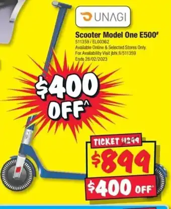 JB Hi-Fi Scooter Model One E500 offer