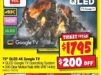JB Hi-Fi 75" QLED 4K Google TV offer