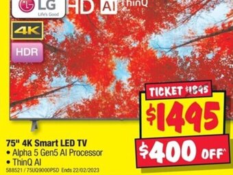 JB Hi-Fi 75" 4K Smart LED TV offer