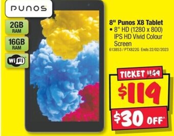 JB Hi-Fi 8" Punos X8 Tablet offer