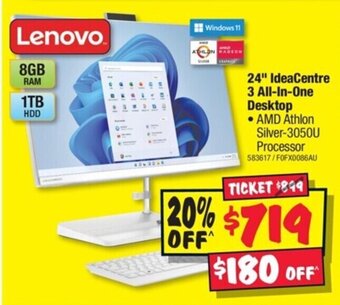JB Hi-Fi 24" IdeaCentre 3 All-In-One Desktop offer