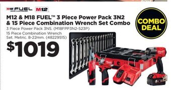 Repco M12 & M18 Fuel 3 Piece Power Pack 3N2 & 15 Piece Combination Wrench Set Combo offer