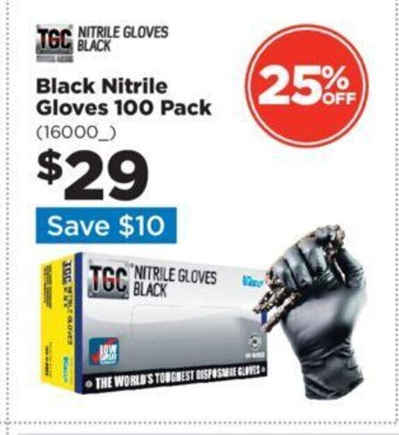 Black Nitrile Gloves 100 Pack offer at Repco