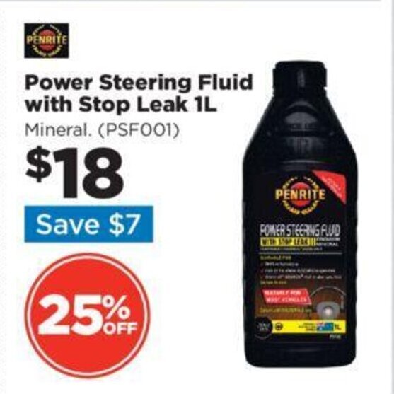Power Steering Fluid with Stop Leak 1L offer at Repco