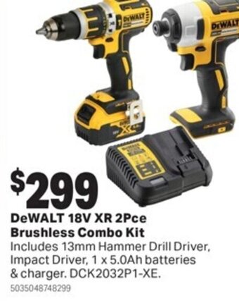 Mitre 10 DeWalt 18V XR 2Pce Brushless Combo Kit offer