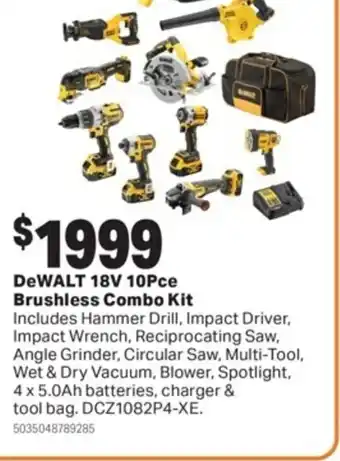 DeWalt 18V XR 10Pce Brushless Combo Kit