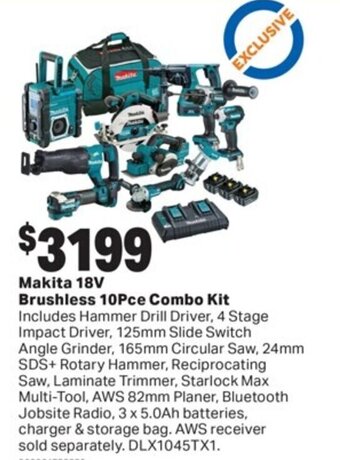 Mitre 10 Makita 18V Brushless 10Pce Combo Kit offer
