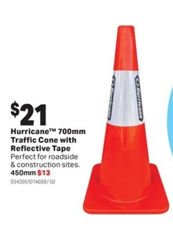 Mitre 10 Hurricane 700mm Traffic Cone with Reflective Tape offer