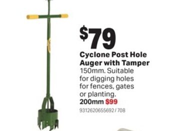 Mitre 10 Cyclone Post Hole Auger with Tamper offer