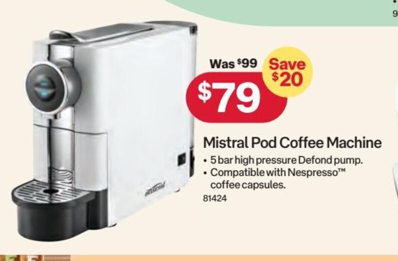 Mistral Pod Coffee Machine offer at Australia Post
