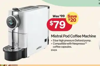 Australia Post Mistral Pod Coffee Machine offer