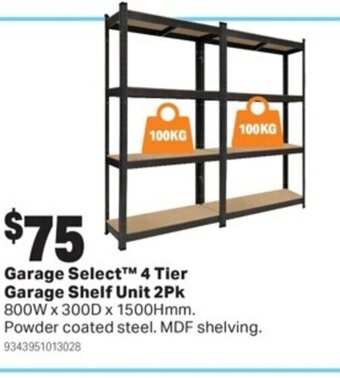 Garage Select 4 Tier Garage Shelf Unit 2Pk