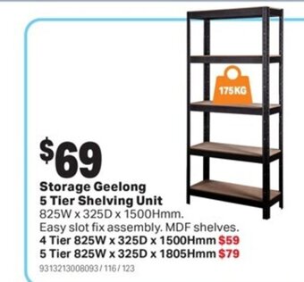 Mitre 10 Storage Geelong 5 Tier Shelving Unit offer