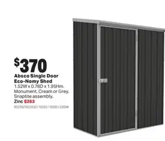 Mitre 10 Absco Single Door Eco-Nomy Shed offer