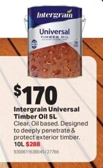 Mitre 10 Intergrain Universal Timber Oil 5L offer