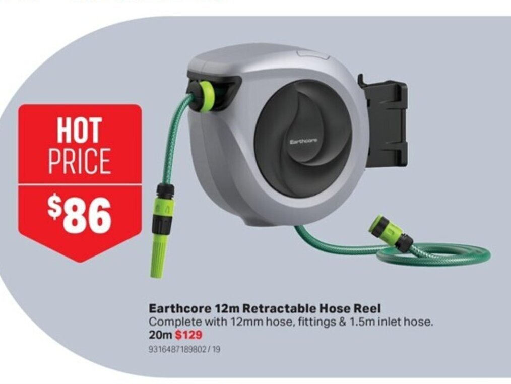 Earthcore 12m Retractable Hose Reel offer at Mitre 10