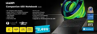 Leader Computers Comoanion 650 Notebook offer