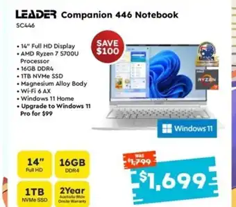 Leader Computers Companion 446 Notebook offer