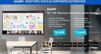 75" / 86" Discovery Interactive Touch Display