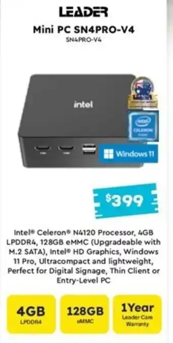 Leader Computers Mini PC SN4PRO-V4 offer