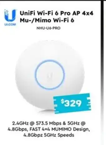 Leader Computers UniFi Wi-Fi Pro AP 4x4 Mu-/Mimo Wi-Fi 6 offer