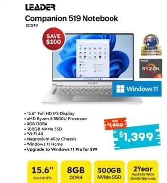 Leader Computers Companion 519 Notebook offer