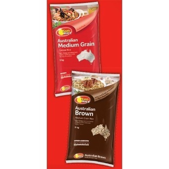 IGA Sunrice medium grain white or brown rice 5kg offer