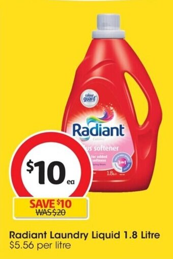 Coles Radiant Laundry Liquid 1.8 Litre offer