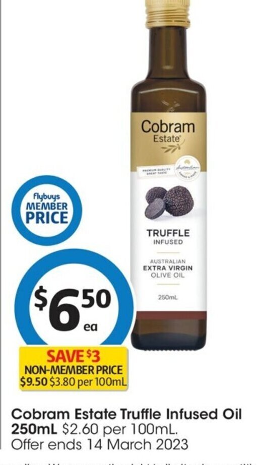 Cobram Estate Truffle Infused Oil 250 ml. offer at Coles