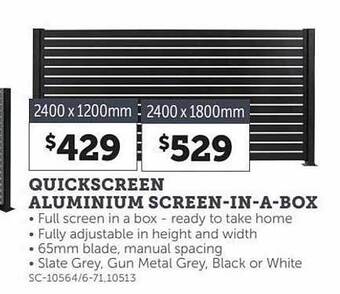 Quickscreen aluminium screen-in-a-box