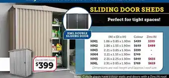 Stratco Sliding door sheds offer