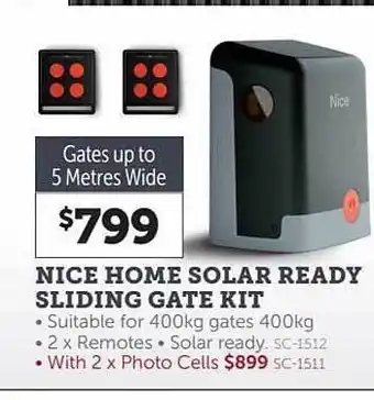 Stratco Nice home solar ready sliding gate kit offer