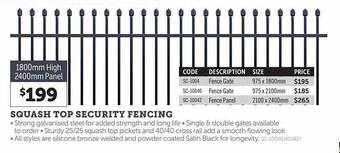 Stratco Squash top security fencing offer