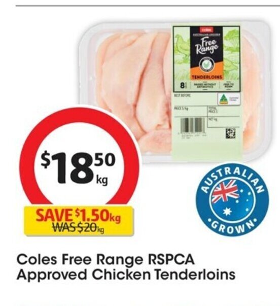 Coles Free Range RSPCA Approved Chicken Tenderloins offer at Coles