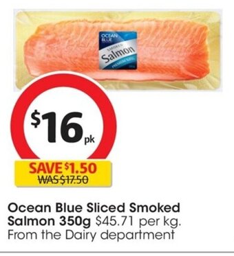 Coles Ocean Blue Sliced Smoked Salmon 350g. offer