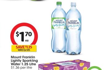 Coles Mount Franklin Lightly Sparkling Water 1.25 Litre offer
