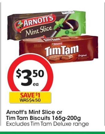 Coles Arnott's Mint Slice or Tim Tam Biscuits 165g-200g offer