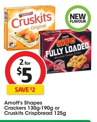 Coles Arnott's Shapes Crackers 130g-190g or Cruskits Crispbread 125g. offer