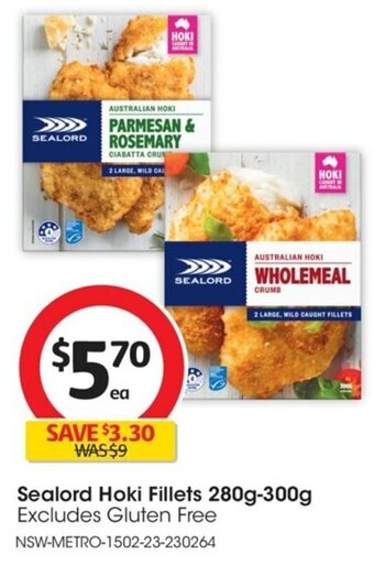 Coles Sealord Hoki Fillets 280g-300g offer