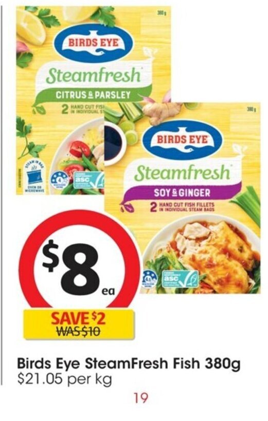 Birds Eye Steamfresh Fish 380g. offer at Coles