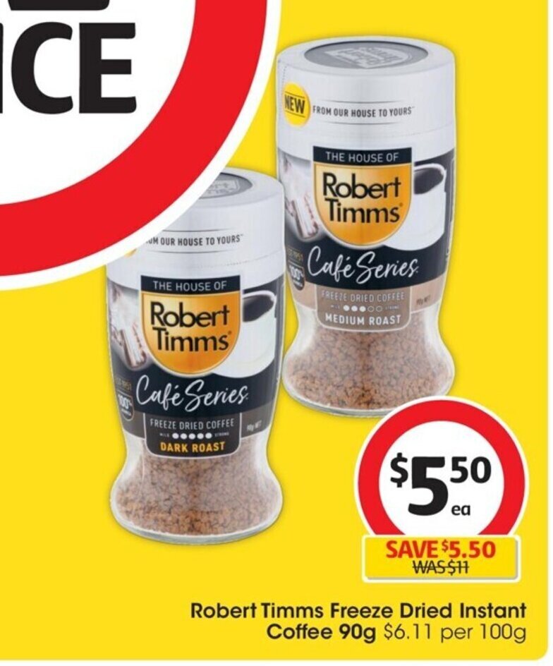 Robert Timms Freeze Dried Instant Coffee 90g. offer at Coles