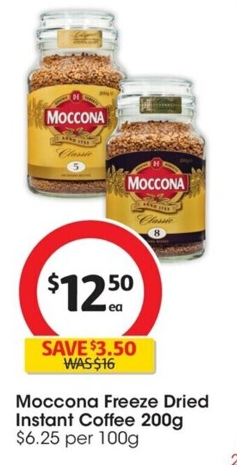 Coles Moccona Freeze Dried Instant Coffee 200g offer