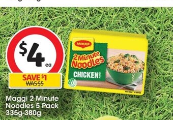 Coles Maggi 2 Minute Noodles 5 Pack 335g-380g offer