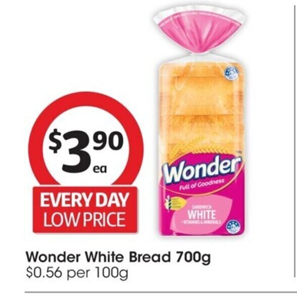 Wonder White Bread 700g offer at Coles