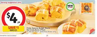Coles Coles Special Burger Sauce Hot Cross Buns 4 Pack offer