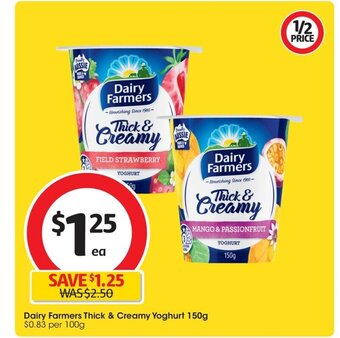 Coles Dairy Farmers Thick & Creamy Yoghurt 150g. offer