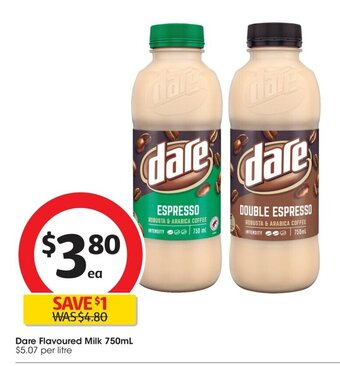 Coles Dare Flavoured Milk 750 ml. offer