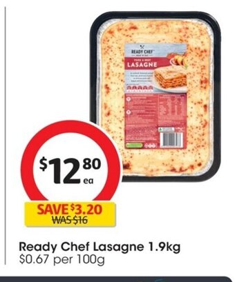 Coles Ready Chef Lasagne 1.9 kg, offer