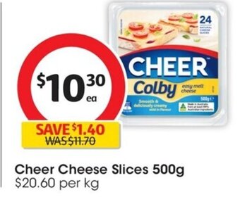 Coles Cheer Cheese Slices 500g offer